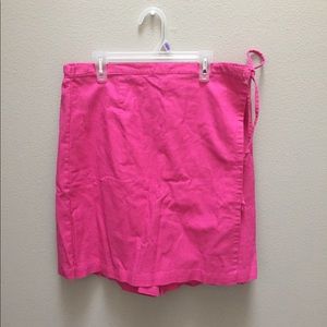 Denim & Co Pink Linen Skort Shorts Wrap Skirt Sz L
